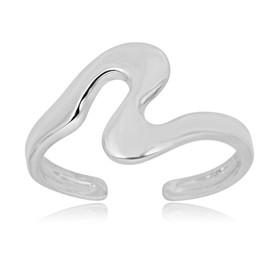 AVORA 925 Sterling Silver Adjustable Wave-Style Toe Ring