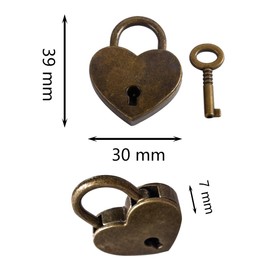 Tucireat Pack of 2 Padlock Antique Vintage with Key Mini Vintage Love Lock Mini Lock Padlock Antique Lock with Key Heart Love Lock Heart Locker for Diary