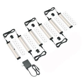 EShine Hand Wave Activated Under Cabinet LED Lighting Kit, Dimmable, 6-Pack 7 in - Touchless Dimming Control, Black Under Counter Lights for Kitchen, Garage, Office, Shelf - Warm White (3000K)