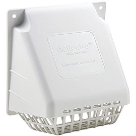 DEFLECTO Wide Mouth Dryer Vent Hood with Removable Bird Guard, Damper, Weather-Resistant, 4 Inches Hood, Plastic, White (HR4W)