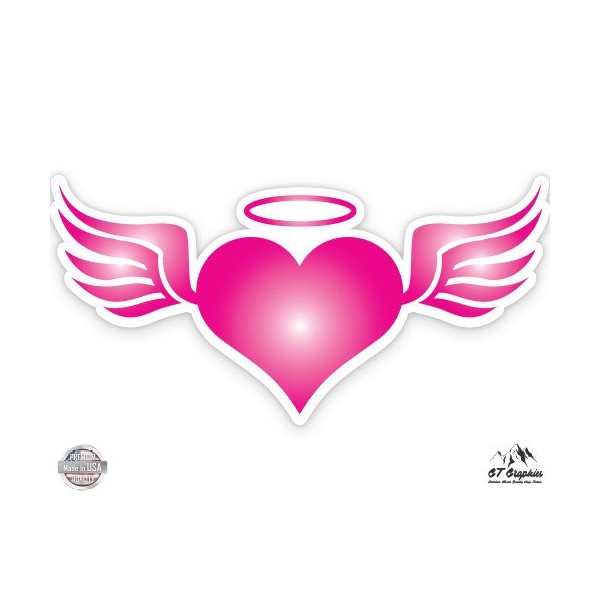 GT Graphics Pink Angel Heart with Wings - 12" Vinyl Sticker Waterproof Decal
