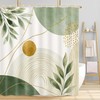 DYNH Sage Green Shower Curtain, Modern Abstract Gold Leaves Bathtub