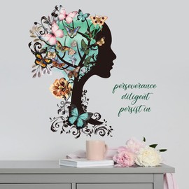 PLIGREAT 2 Sheets Tree Woman Wall Decals, Inspirational Quote Wall Stickers 35"X12" Butterfly Removable Peel and Stick Art Decoration for Bedroom Living Room DIY Creative Home Decor
