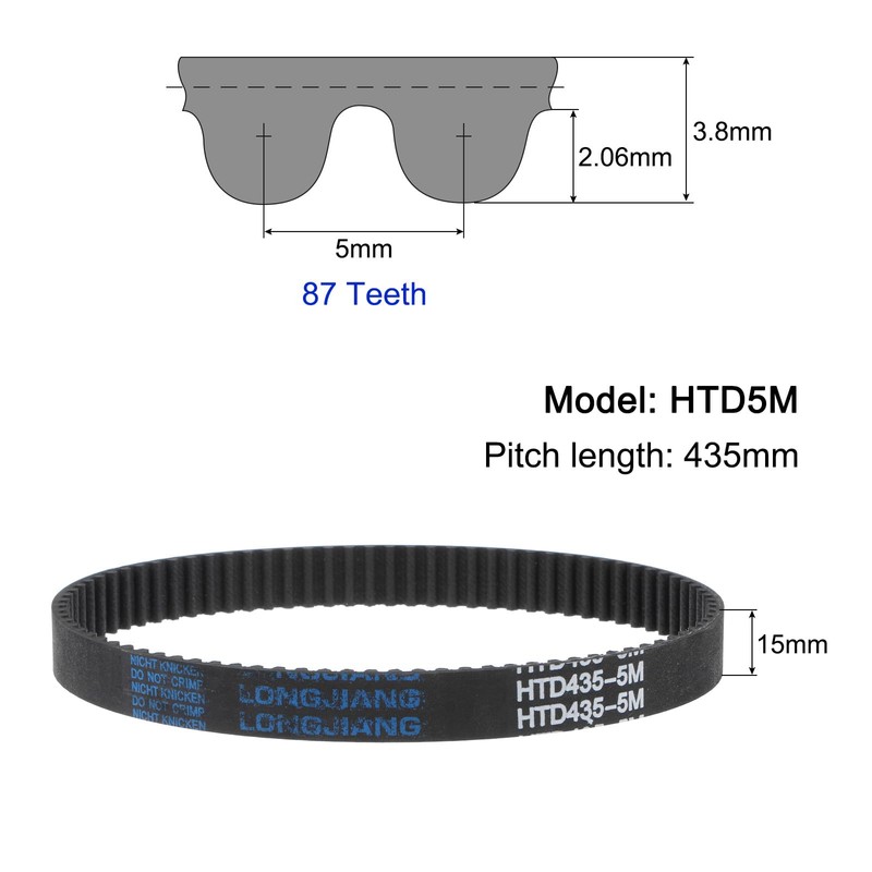 sourcing map HTD5M-435 Rubber Toothed Belt 87 Teeth Closed Loop