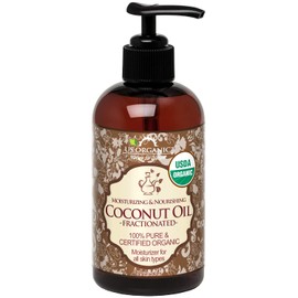US Organic_Aceite MCT de Coco Fraccionado, Certificado Orgánico por USDA, Sin OMG, Perfecto para Masaje, Cabello, Cuidado de la Piel, 100% Puro, Sin Hexano (240 ml)