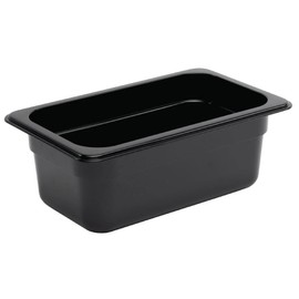 Vogue U467 Polycarbonate 1/4 Gastronorm Container, 2.4 L Capacity, 100 mm H x 162 mm W x 265 mm L, Black