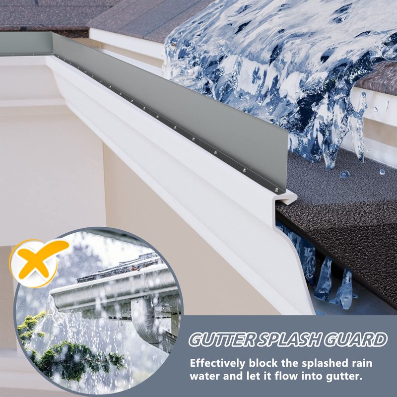 Flamorrow 6 Pack Aluminum Gutter Valley Splash Guards, Rainwater Roofing