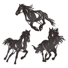Bnesi 3 Pcs Metal Horse Wall Art Running Wall Art Decor Western Wall Art Rustic Metal Bathroom Decoration Western Home Decor for Bedroom Living Room Bathroom (Horse)
