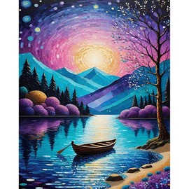 Mountains Paint by Numbers for Adults-Starry Night Paint by Number on Canvas Without Frame,DIY Abstract Landscape Oil Painting for Gift Home Wall Decor(16x20inch)