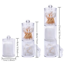 QH-Shop Cotton Pad Storage Transparent Organiser Acrylic with Lid Storage Box for Cotton Balls Pack of 3