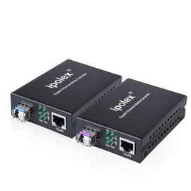 1 Pair 1.25G Gigabit Optical Media Converter Single Mode Single Core LC Fiber (Including 20km BiDi LX SFP Module), Up to 20km, 10/100/1000Base-Tx to BiDi 1000Base-LX
