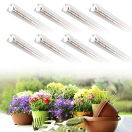 TVTUTPWY Grow Light T5 1.4Ft (8pcs x 10 Watts),5000k White Full Spectrum LED Lamp Plant Light Strips for Indoor Plant Growing,End-to-End Connectable with V-Shaped Reflector