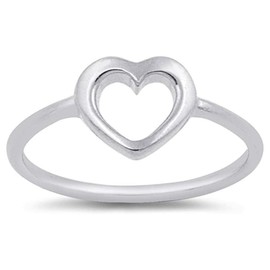 CCBFY Stainless Steel Simple Minimalist Heart Finger Rings for Women Wedding Engagement Statement Jewelry Silver 5