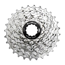 SunRace CSR91 9-Speed Nickel Plated Cassette with Alloy Lockring and Gray Spacer, 12-25T