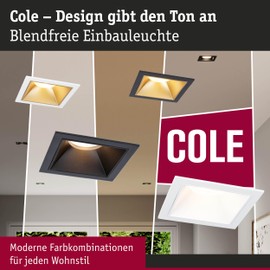 Paulmann Cole 93130 LED Recessed Light 3-Step-Dim IP44 Square 88 x 88 mm Coin 3 x 6 W 3 x 470 lm 230 V 2700 K White Gold Matt