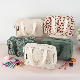 Jiliyote Large Women Toiletry Bag for Travel -Hanging Corduroy Cosmetic Bag Travel Make up Bags Women Travel Wash Bag for Women and Girls Travelling Holiday