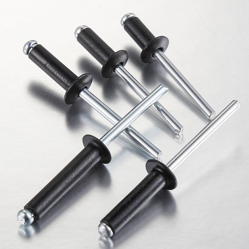 Wensilon (350Pcs) 1/8"x1/4" Black Aluminum blind pro Rivets,Aluminum Grip and