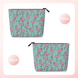 MINIOZE Flamingo Pink Bird Tropical Blue Makeup Bag Travel Cosmetic Bag Organizer Toiletry Bag Make Up Bags For Women Girls Large Light