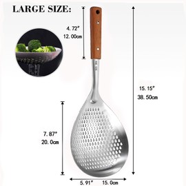 ANMIOU Stainless Steel Colander Strainer Pasta Food Noodle Grease Drain Fine Mesh Metal Kitchen Universal Clip on Spider Handle 5.8 Inch