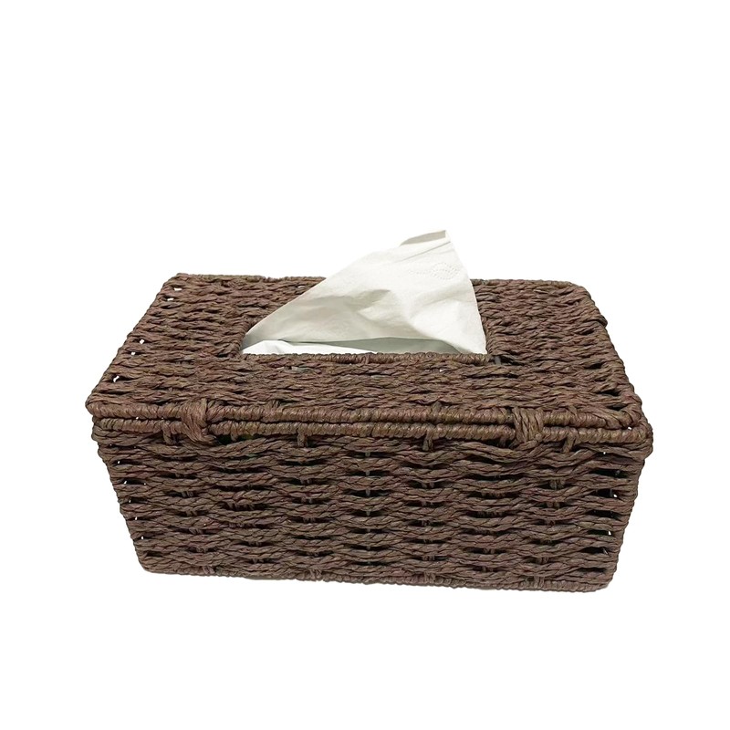 Rattan Woven Tissue Holder - Decorative Rectangular Tissue Box Cover