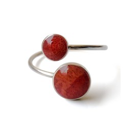 Fly Style 925 Silver Women's Ring Open Size Adjustable with Stone or Shell, Sterling Silver Sterling silver Shell Mineral