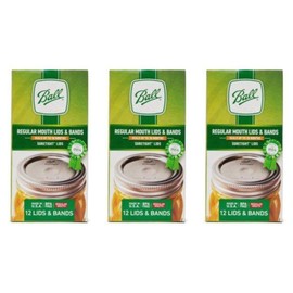 Ball Mason Jar Lids with Bands, Regular Mouth, 12 CT (Pack of 3)
