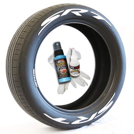 Tire Stickers SRT Logo - Dodge SRT Tire Lettering Add-On Accessory - Easy DIY with 2oz Touch-Up Cleaner / 19-21 Inch Wheels / 0.75 Inches/White / 4 Pack