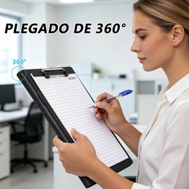 Carpeta Ejecutiva, Carpeta Portafolio Portátil, Carpeta Profesional Comercial De Cuero, Cubierta Impermeable con Papel Rayado para Documentos Legales, Comerciales, Cartas, Notas (Negro)