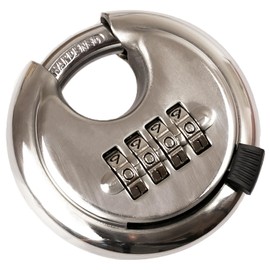 HMF 3502-09 - 5 x Discus Padlock, 4 Digits Combination Lock, Outdoor, 7 x 7 x 2,4 cm