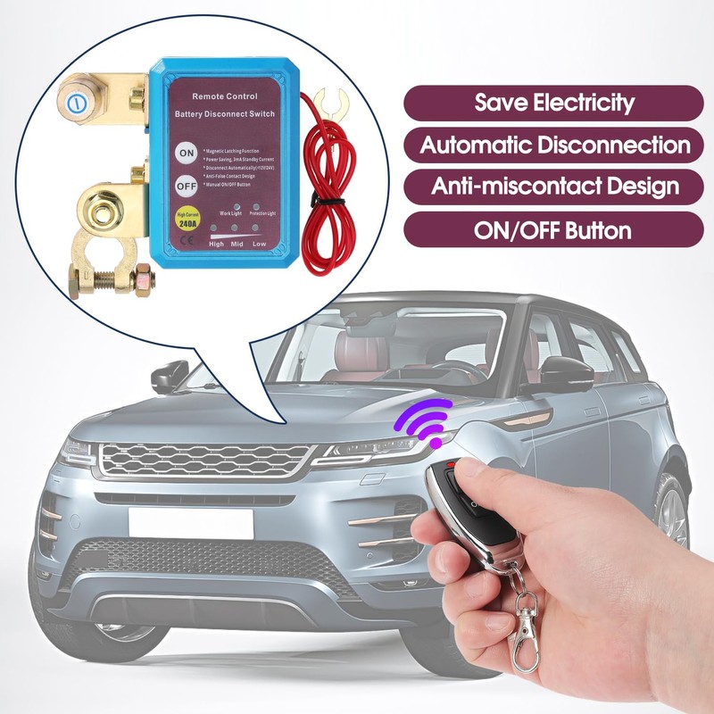 Remote Battery Disconnect Switch 12V 240A Battery Kill Switch Anti-Theft