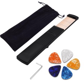 CybNemo Guitar Practice Tool 6 Strings 6 Fret Portable Guitar Chord for Beginner Trainer Pocket Guitar Practice Neck Come with Tuning Wrench and Velvet Bag for Guitarist Training