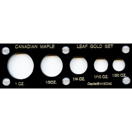Capital Plastic 2" x 6" Acrylic panel screw together holder "Canadian Maple Leaf Gold Set" 5-Coin holder - Black