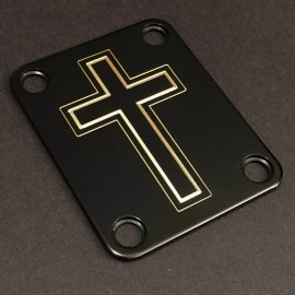 NA GUITAR NECK PLATE Engraved Etched - Fits Fender - CROSS Faith - Black