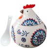 13OZ Ceramic Salt Cellar with Lid and Spoon,Chicken Salt Container