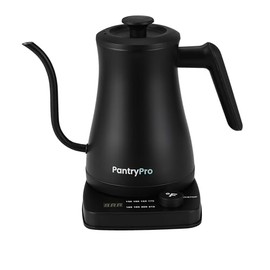 PantryPro 1.0L 1500W Rapid-Boil Electric Gooseneck Kettle - Stainless Steel Interior - Temperature Control, Auto Shut-Off, Boil-Dry Protection, LED Indicator - Black