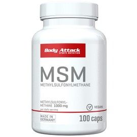 Body Attack - MSM 100 Capsules - 100% Pure, Highly Dried Methylsulfonylmethane - High Bioavailability