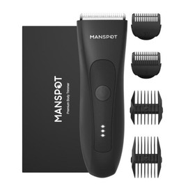 Manspot Electric Body Hair Trimmer for Men - Waterproof Wet & Dry Groomer Rechargeable Cordless Clippers for Chest Back Arms Gym Ready Travel Friendly Black Trimmer with Comfort Design dealsforyoudays:_Black