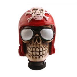 HOCSTONE Skull Head Gear Shift Skull Head Gear Shift Knob - Pilot Skeleton Style MT Car Gear Stick Shift Head - Fit Most Manual Automatic Transmissions(Red)