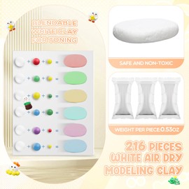 VioraWhite 216 Pcs 7.14lbs Air Dry Clay Ultra Light Modeling Clay Safe and Non Toxic for Boys Girls Kids School Birthday DIY Gifts (White)