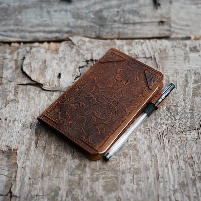 Distressed Genuine Leather Notebook Notepad Cover for Field Notes with