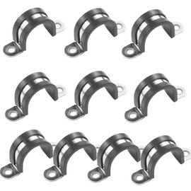 WYSIWYKA 10pcs 160mm 2 Hole U-Tube Strap Clamp, 304 Stainless Steel with EPDM Rubber Lined Clip, Double-Layer Gaskets Rubber Cushioned Insulated Clamp for Tube, Pipe or Wire Cord Installation