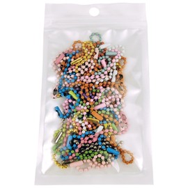 50Pcs 4 Inch Ball Beads Chain with Connectors，Bulk Metal Small Keychain for DIY Hanging Decoration & Craft Use & Dog Tag (50 Multicolor)