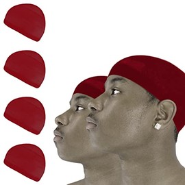 4 Pcs Wave Cap Stocking Caps Stretch Compression Long Lasting Lightweight Comfortable Fit Durable Mens Dome Cap Loc Cap Sleeping Hair Caps Wave Caps for Men (Burgundy - 2 Pack of 2 Pcs)