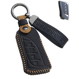 YINEOR for Lexus Key Fob Cover Leather Car Key Case Keychain Fob Holder Compatible for Lexus ES350 ES300h UX200 UX250h LS500 LS500H LC500 LC500h GX460 RX350h 2018-2024 (Black)