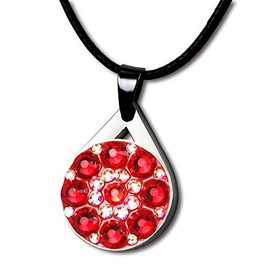 GOLTERS Crystal Golf Balll Markers with Golf Necklace for Lady Golfer (Red)