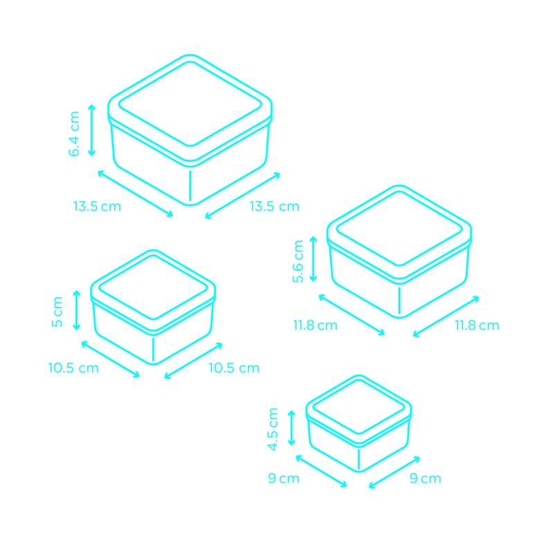 MUSTARD M12044 Wink Assorted Snack Boxes, Pack of 4, Multi-Colour