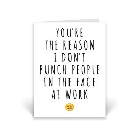Rib ticklerz - Funny Card For Colleague - Work Bestie Joke Card - Funny Colleage Birthday Card - You're The Reason I Don't Punch People In The Face At Work - CD98
