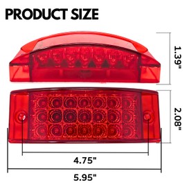 All Star Truck Parts] Qty 2 Red 6" 21 LED Side Marker Clearance Light Rectangle 12V Truck Trailer Camper Boat Marine 6x2 Rectangular Surface Mount [Sealed and Waterproof]