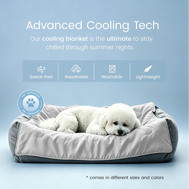 Premium Cooling Blanket for Medium Dogs, Cool-to-Touch Washable Mat for