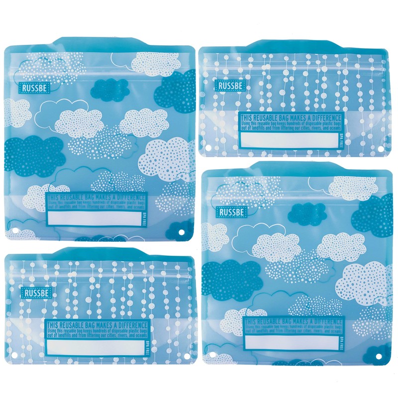 Russbe 18586 Clouds Reusable Snack & Sandwich Bags (Set Of